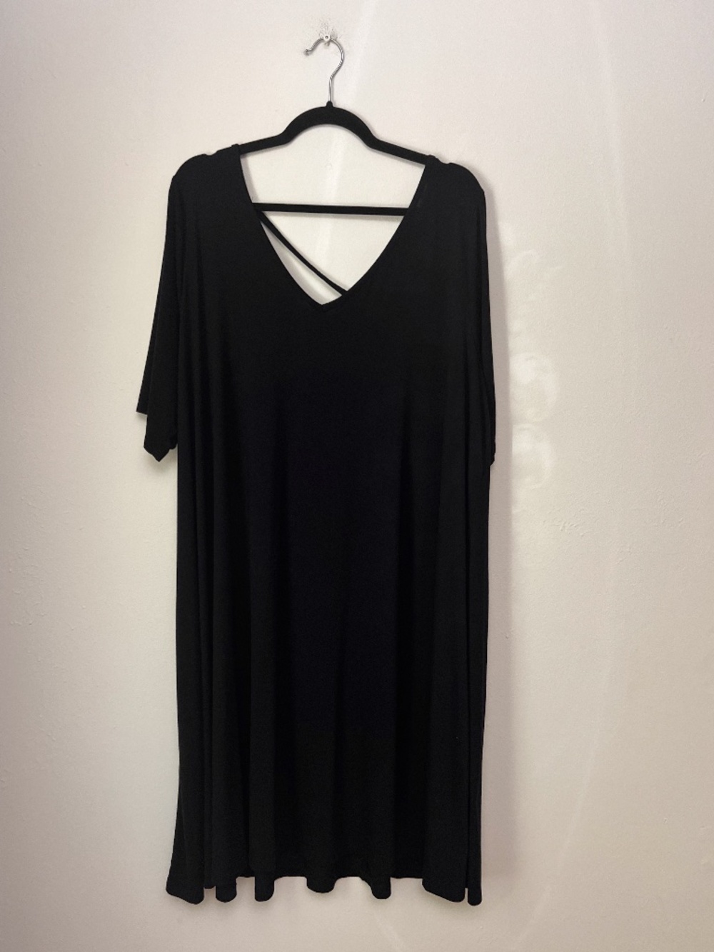 Lane Bryant Black Strappy Back Swing Dress 26/28 Plus Size Soft Stretch